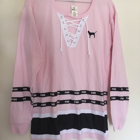 💖VS PINK Laced-Up Long sleeve Tee - Picture 2 of 8
